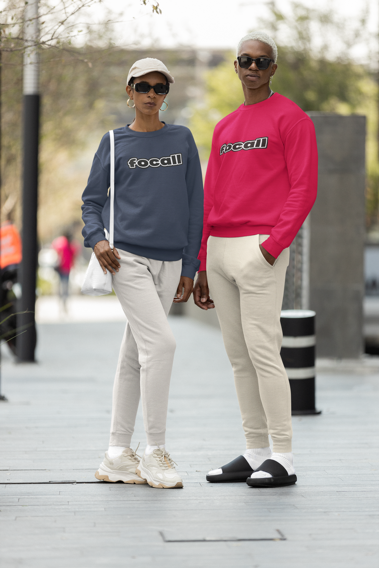 Classic Unisex Crew Neck Sweatshirt | Focall Black White Letters