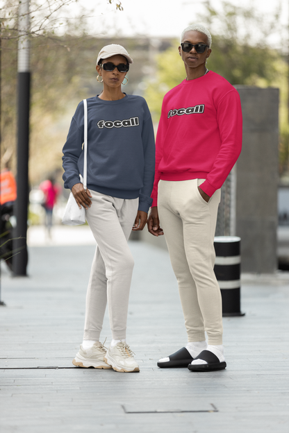 Classic Unisex Crew Neck Sweatshirt | Focall Black White Letters