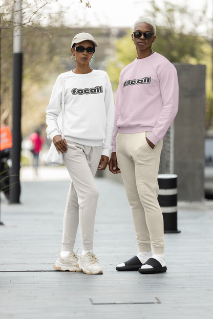 Classic Unisex Crew Neck Sweatshirt | Focall Black White Letters