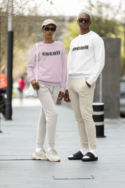 Classic Unisex Crew Neck Sweatshirt | Focall Black White Letters