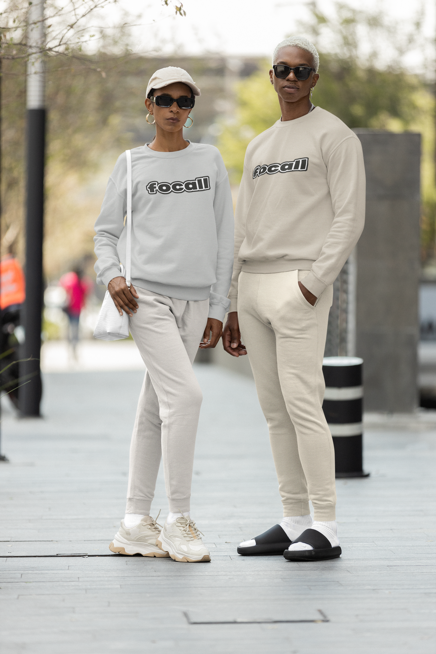 Classic Unisex Crew Neck Sweatshirt | Focall Black White Letters