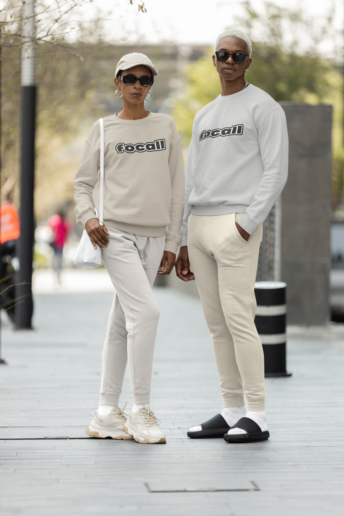 Classic Unisex Crew Neck Sweatshirt | Focall Black White Letters