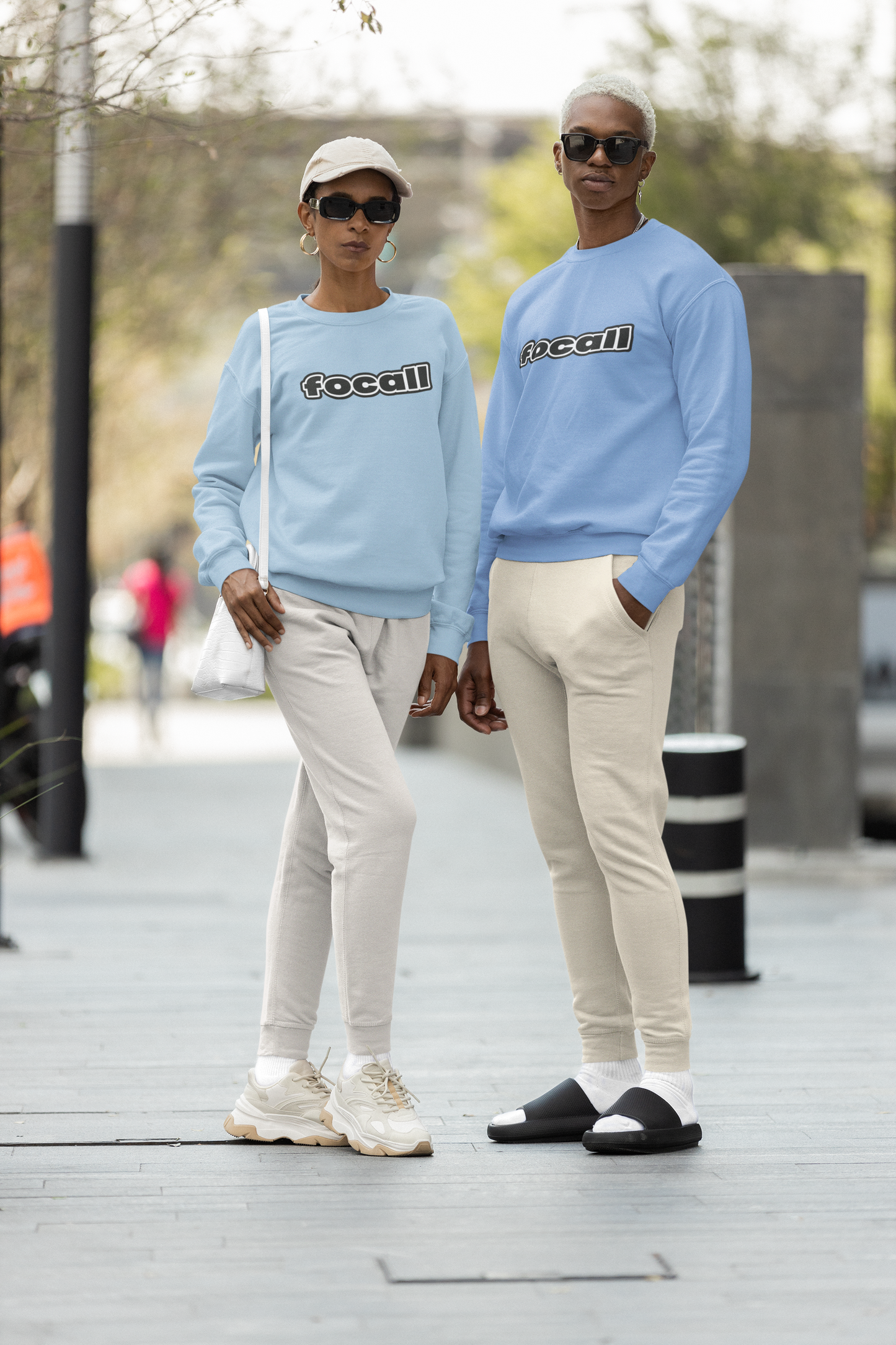 Classic Unisex Crew Neck Sweatshirt | Focall Black White Letters