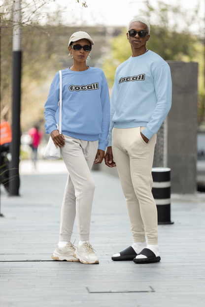 Classic Unisex Crew Neck Sweatshirt | Focall Black White Letters