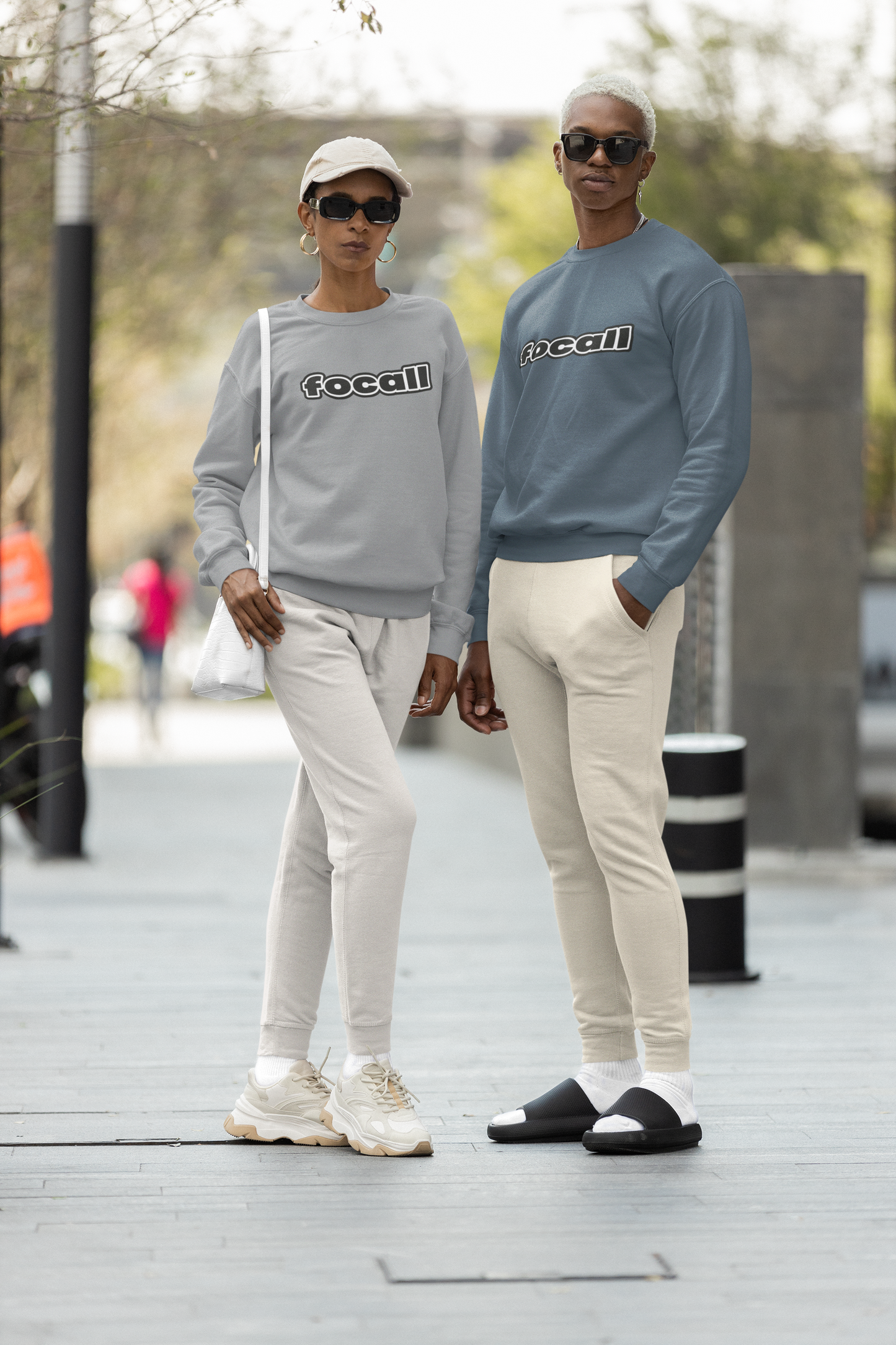 Classic Unisex Crew Neck Sweatshirt | Focall Black White Letters