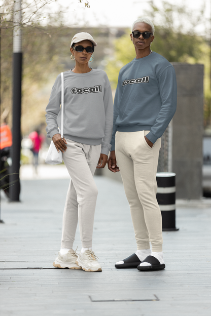 Classic Unisex Crew Neck Sweatshirt | Focall Black White Letters