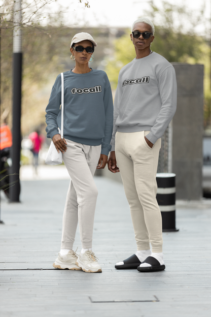 Classic Unisex Crew Neck Sweatshirt | Focall Black White Letters