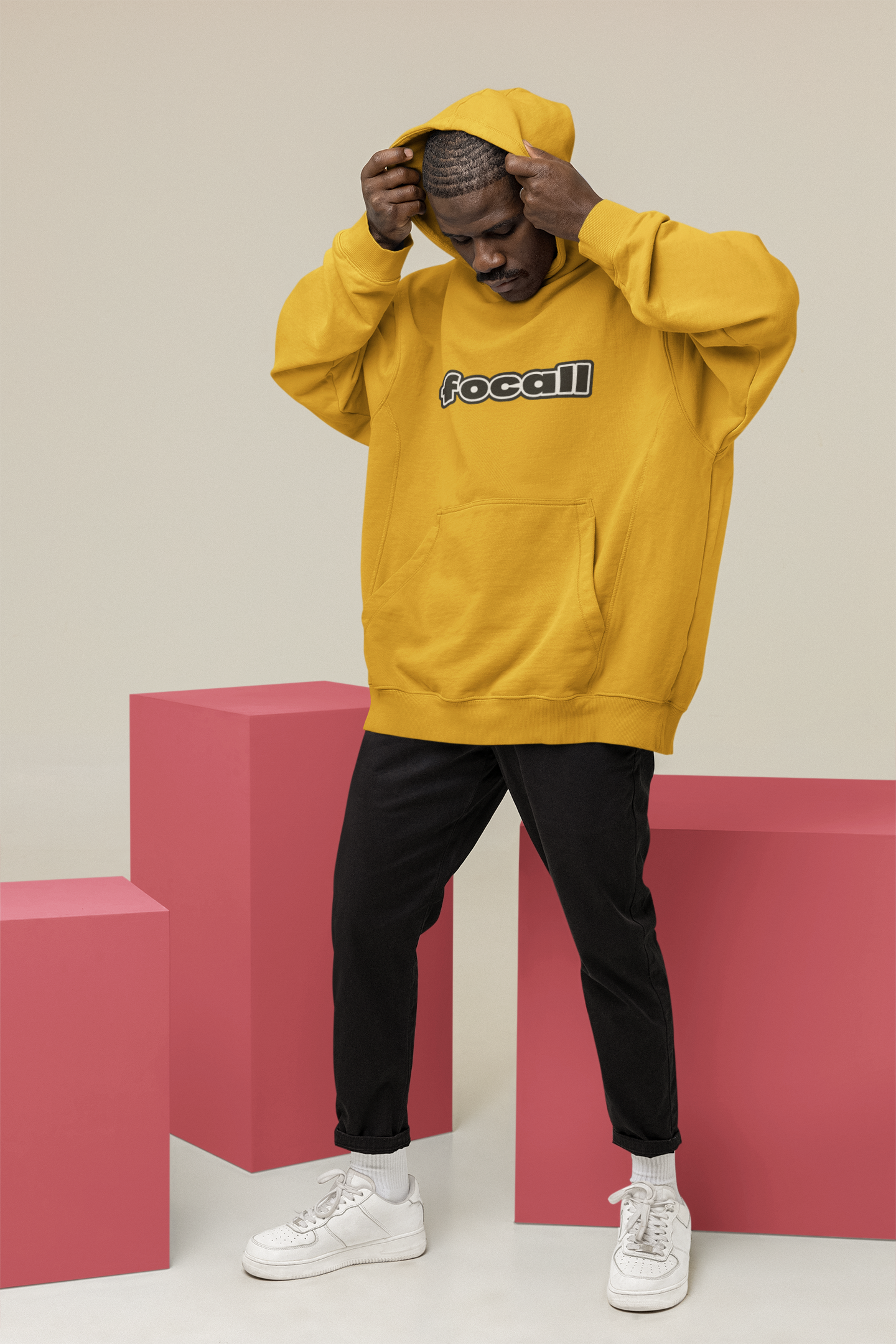 Unisex Classic Pullover Hoodie | Focall Black White letters