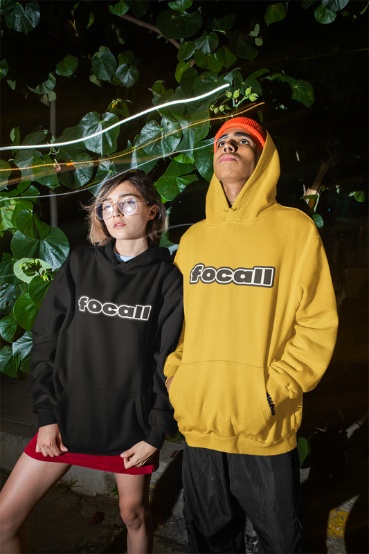 Unisex Classic Pullover Hoodie | Focall Black White letters
