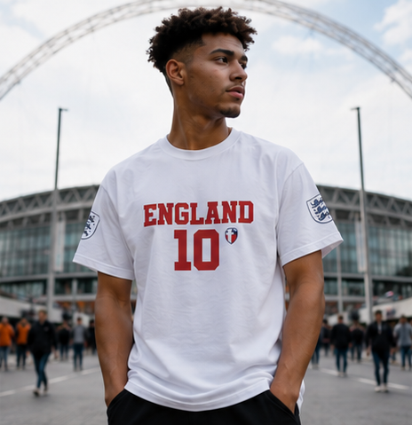 ONE KING — England World Cup Edition Sports T-Shirt (personalized with your own name and number)