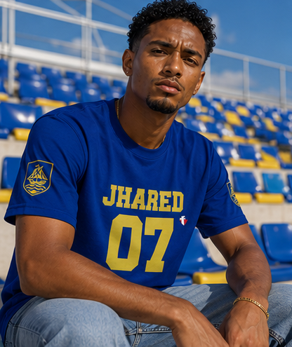 'Play For His Glory' Curaçao Blauw voetbalshirt - WK nummer (met gepersonaliseerde naam en rugnummer)