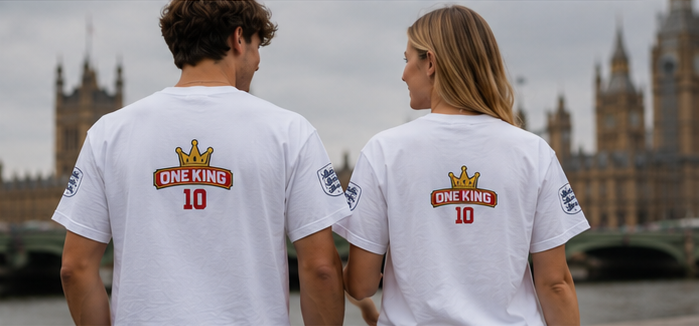 ONE KING — England World Cup Edition Sports T-Shirt (personalized with your own name and number)