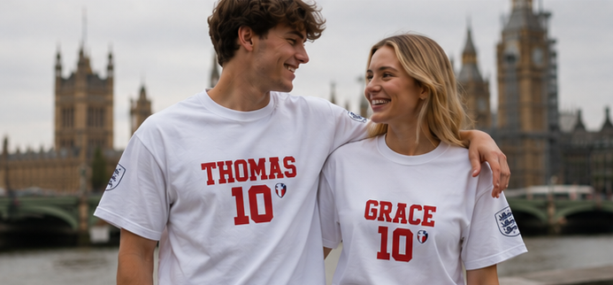 ONE KING — England World Cup Edition Sports T-Shirt (personalized with your own name and number)