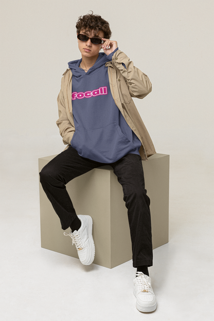 Unisex Classic Pullover Hoodie | Focall Pink White letters