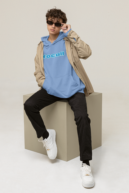 Unisex Classic Pullover Hoodie | Focall Blue White letters