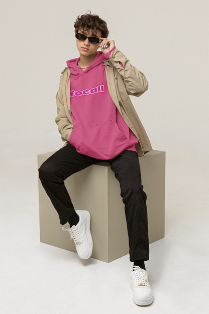 Unisex Classic Pullover Hoodie | Focall Pink White letters