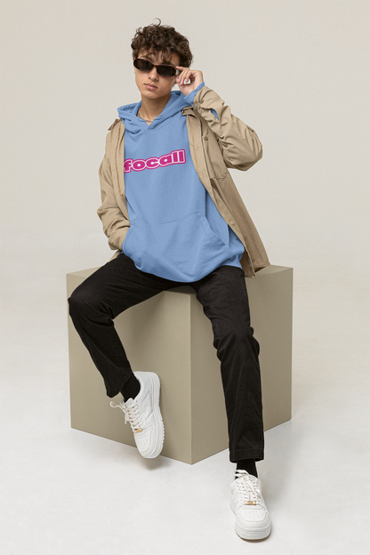 Unisex Classic Pullover Hoodie | Focall Pink White letters