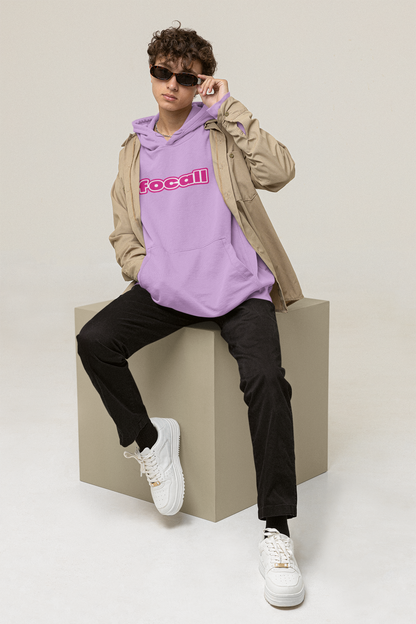 Unisex Classic Pullover Hoodie | Focall Pink White letters