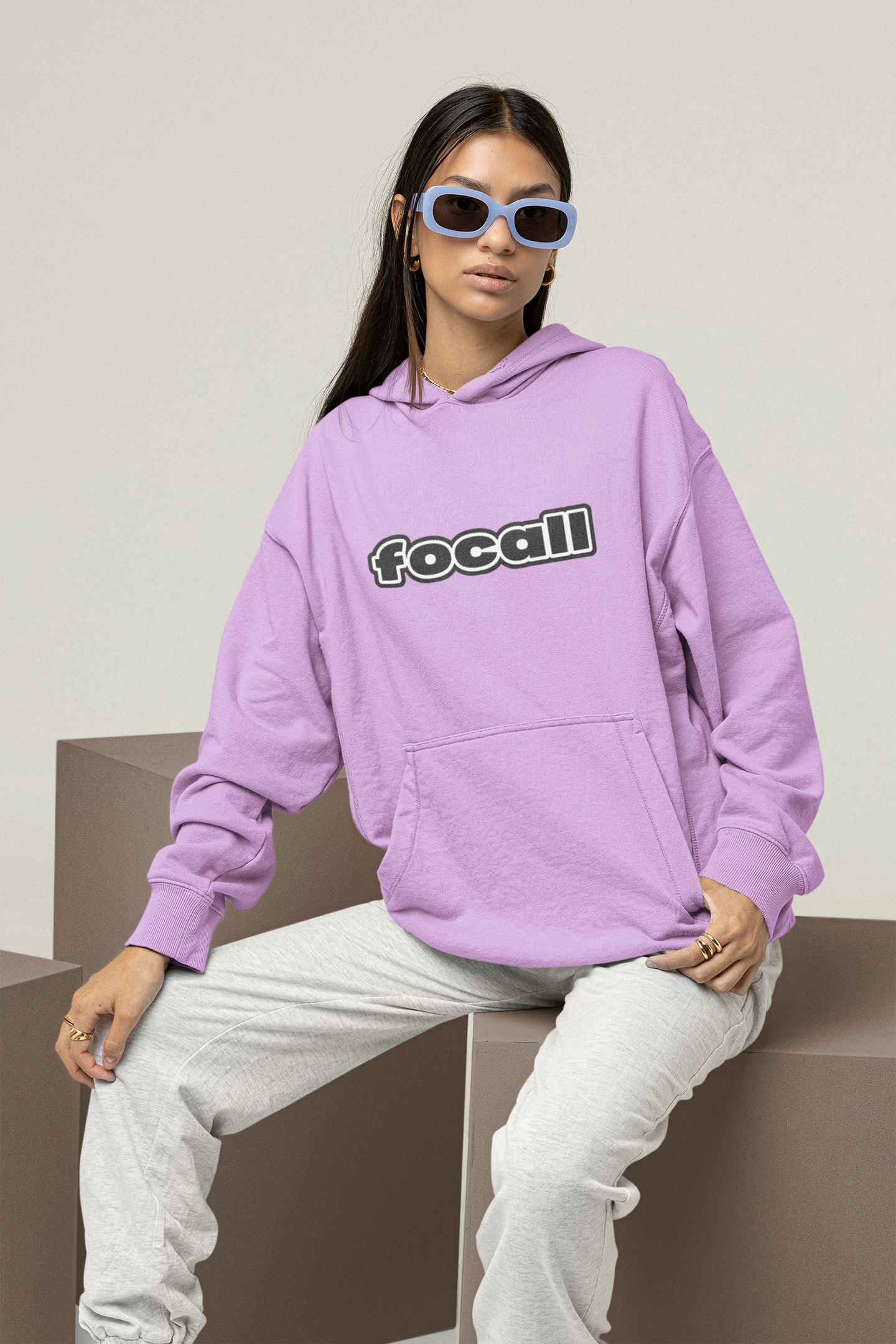Unisex Classic Pullover Hoodie | Focall Black White letters