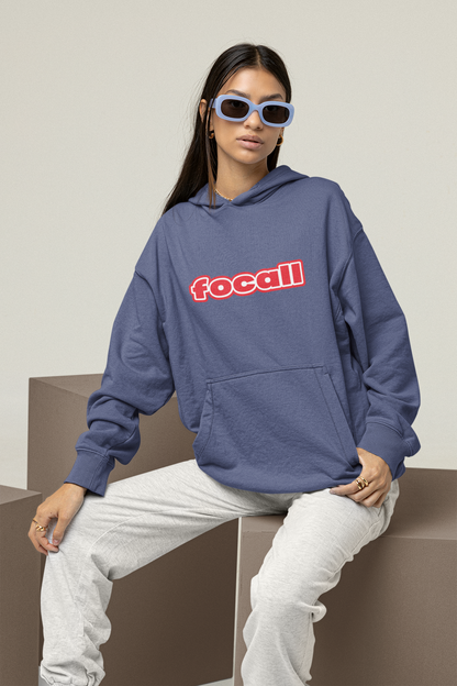 Unisex Classic Pullover Hoodie | Focall Red White letters