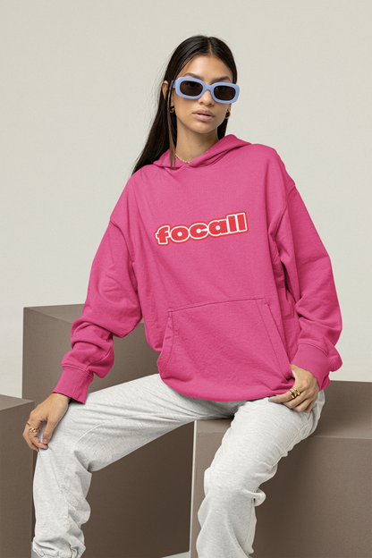 Unisex Classic Pullover Hoodie | Focall Red White letters