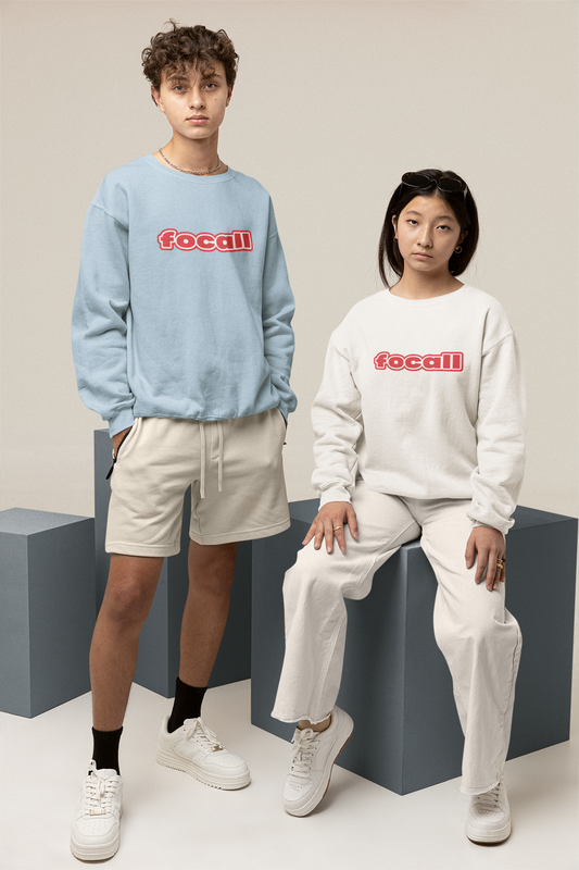 Classic Unisex Crew Neck Sweatshirt | Focall Red White Letters