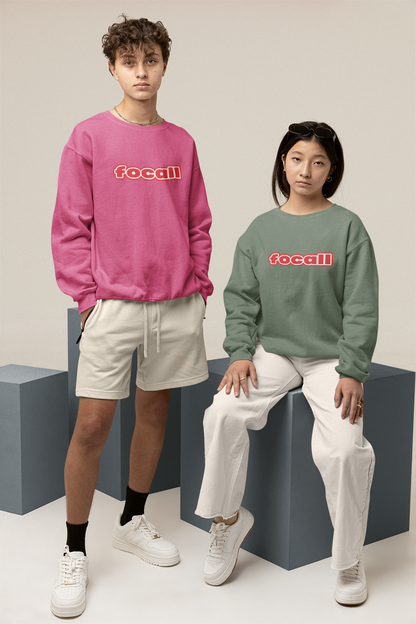 Classic Unisex Crew Neck Sweatshirt | Focall Red White Letters