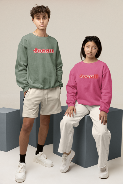 Classic Unisex Crew Neck Sweatshirt | Focall Red White Letters