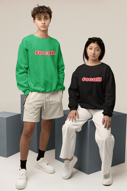 Classic Unisex Crew Neck Sweatshirt | Focall Red White Letters