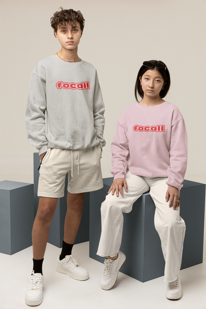 Classic Unisex Crew Neck Sweatshirt | Focall Red White Letters
