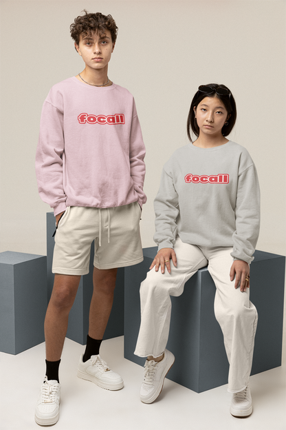 Classic Unisex Crew Neck Sweatshirt | Focall Red White Letters