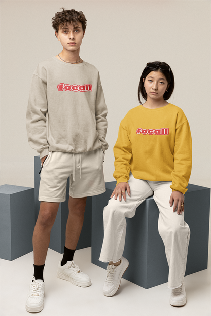 Classic Unisex Crew Neck Sweatshirt | Focall Red White Letters