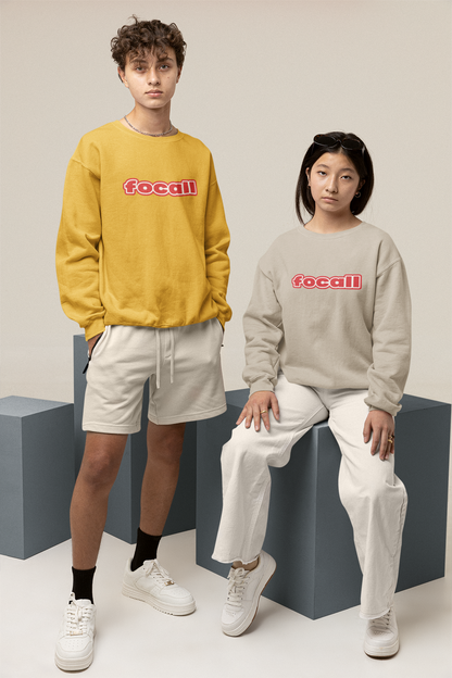 Classic Unisex Crew Neck Sweatshirt | Focall Red White Letters