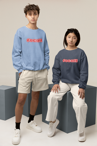 Classic Unisex Crew Neck Sweatshirt | Focall Red White Letters