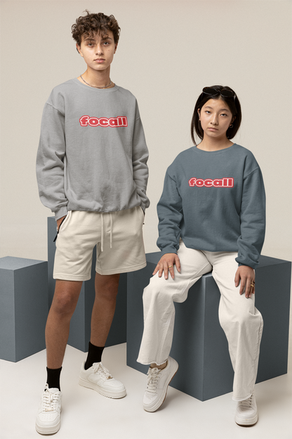 Classic Unisex Crew Neck Sweatshirt | Focall Red White Letters