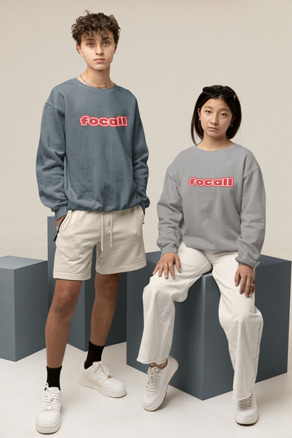 Classic Unisex Crew Neck Sweatshirt | Focall Red White Letters