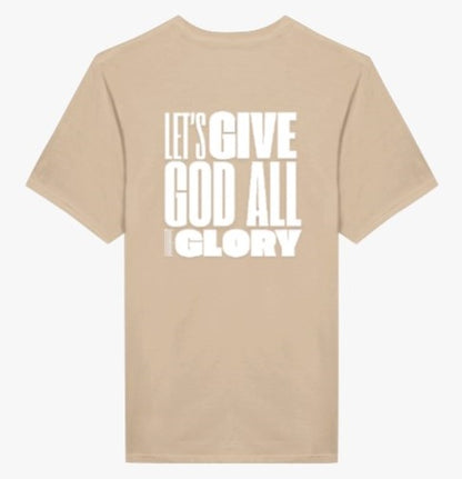 Classic Unisex Crew Neck T-Shirt | Back | Let's give God the glory - White letters