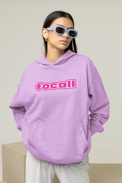 Unisex Classic Pullover Hoodie | Focall Pink White letters