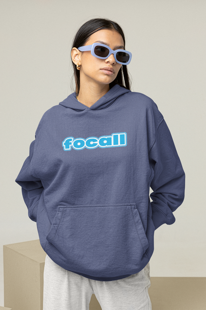 Unisex Classic Pullover Hoodie | Focall Blue White letters