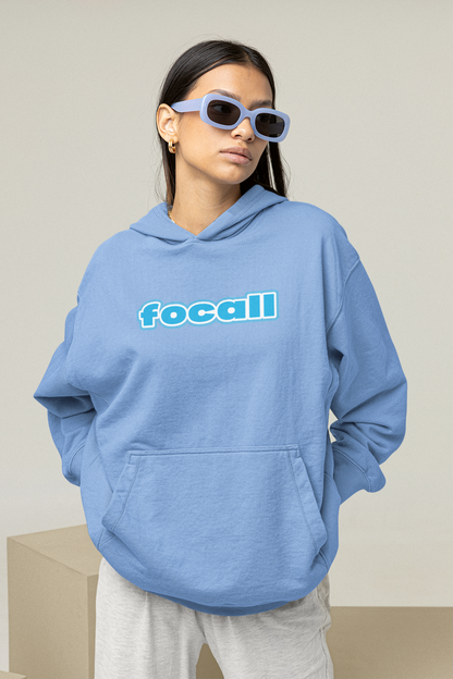 Unisex Classic Pullover Hoodie | Focall Blue White letters