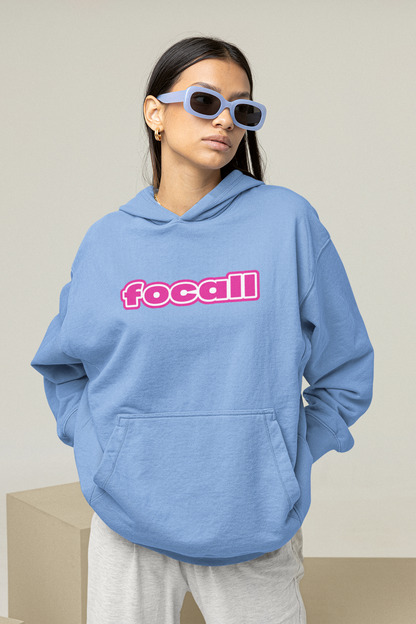 Unisex Classic Pullover Hoodie | Focall Pink White letters