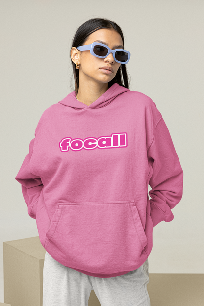 Unisex Classic Pullover Hoodie | Focall Pink White letters