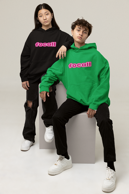 Unisex Classic Pullover Hoodie | Focall Pink White letters