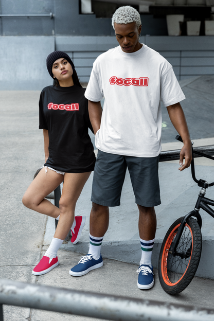 Classic Unisex Crew Neck T-Shirt | Focall Red White Letters