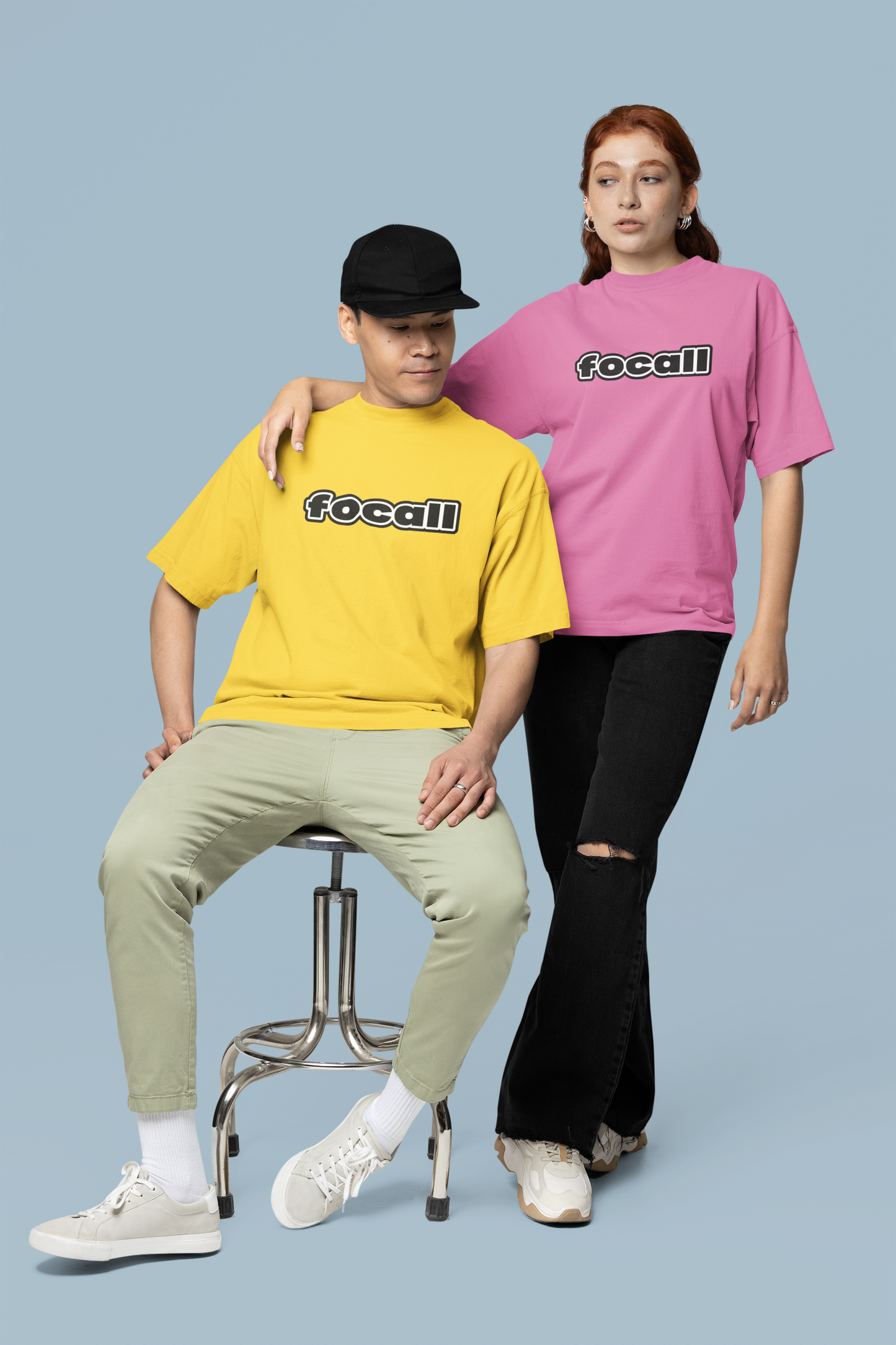 Classic Unisex Crew Neck T-Shirt | Focall Black White Letters