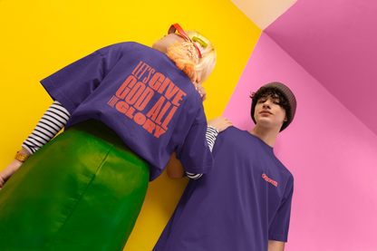 Classic Unisex Crew Neck T-Shirt | Back | Let's Give the Glory - Red Lettering