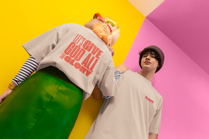 Classic Unisex Crew Neck T-Shirt | Back | Let's Give the Glory - Red Lettering