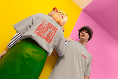 Classic Unisex Crew Neck T-Shirt | Back | Let's Give the Glory - Red Lettering