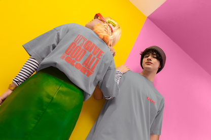 Classic Unisex Crew Neck T-Shirt | Back | Let's Give the Glory - Red Lettering