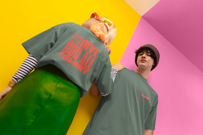 Classic Unisex Crew Neck T-Shirt | Back | Let's Give the Glory - Red Lettering